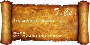 Temesvári Csaba névjegykártya